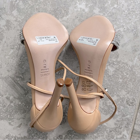 Schutz x Revolve Andy Leather Open Toe Heels, Size 8 New in Box w/Dust Bag - Picture 11 of 16